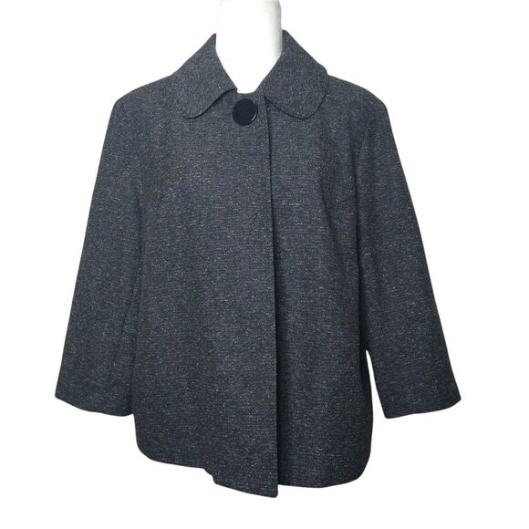 Harve Benard Single Top Button Blazer Womem's L Dark Speckled Gray Lined Classic - Picture 1 of 10